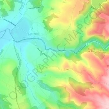 Topografische Karte Castelnau, Höhe, Relief