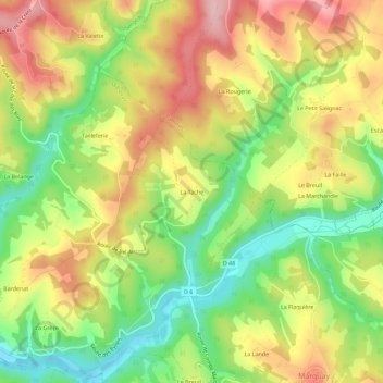 Topografische Karte La Tache, Höhe, Relief