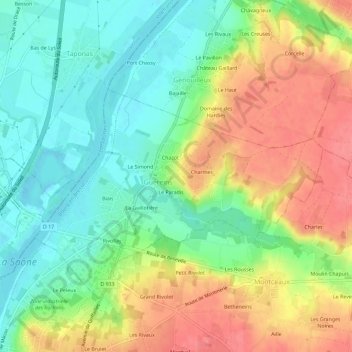 Topografische Karte Le Désert, Höhe, Relief