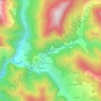 Topografische Karte La Révolte, Höhe, Relief