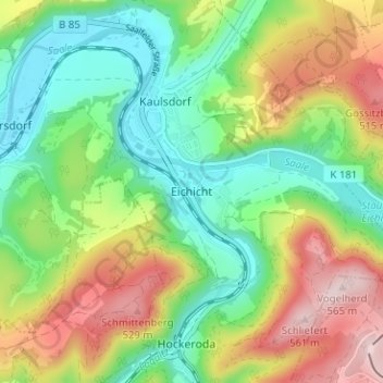 Topografische Karte Eichicht, Höhe, Relief