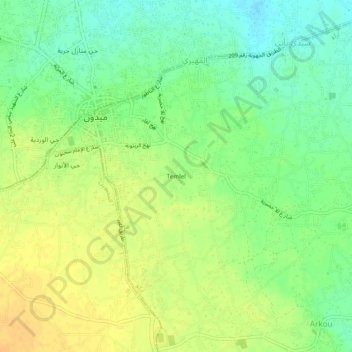 Topografische Karte Temlel, Höhe, Relief