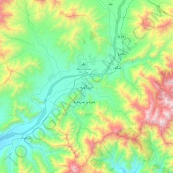 Topografische Karte سوات, Höhe, Relief