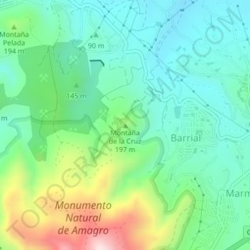 Topografische Karte Montaña de la Cruz, Höhe, Relief