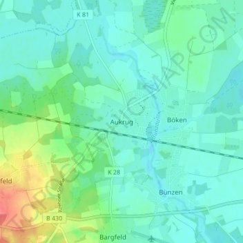 Topografische Karte Aukrug, Höhe, Relief