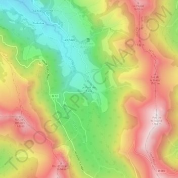 Topografische Karte Le Pont des Eaux, Höhe, Relief
