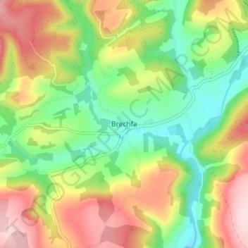 Topografische Karte Brechfa, Höhe, Relief