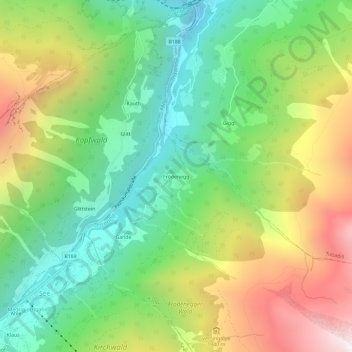 Topografische Karte Frödenegg, Höhe, Relief