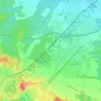 Topografische Karte Weichselbaum, Höhe, Relief