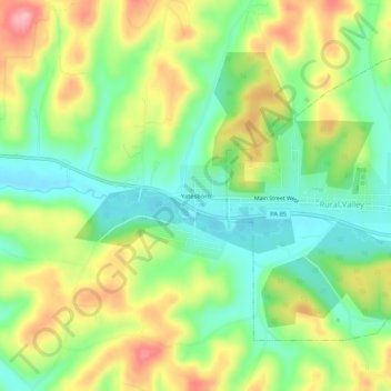 Topografische Karte Yatesboro, Höhe, Relief
