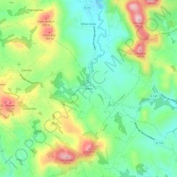 Topografische Karte Habia, Höhe, Relief