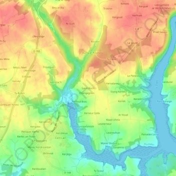 Topografische Karte Saint-Roch, Höhe, Relief