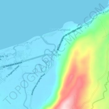 Topografische Karte Santiago, Höhe, Relief