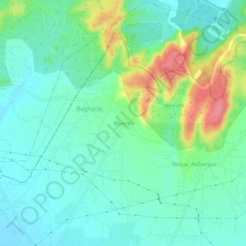 Topografische Karte Kherki, Höhe, Relief