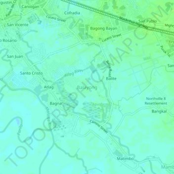 Topografische Karte Balayong, Höhe, Relief