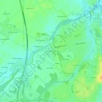 Topografische Karte Sainte-Catherine, Höhe, Relief