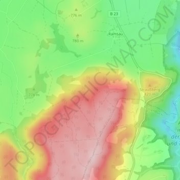 Topografische Karte Schnaidberg, Höhe, Relief