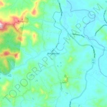 Topografische Karte Amamoor, Höhe, Relief