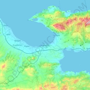 Topografische Karte Korinth, Höhe, Relief