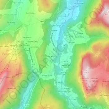 Topografische Karte Sur le Saix, Höhe, Relief