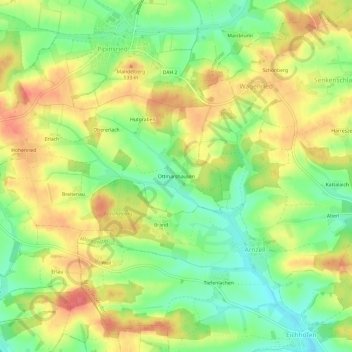 Topografische Karte Ottmarshausen, Höhe, Relief