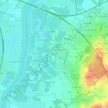 Topografische Karte Le Cornet, Höhe, Relief