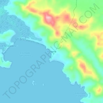 Topografische Karte Gorgona, Höhe, Relief
