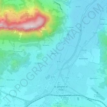 Topografische Karte Narzen, Höhe, Relief
