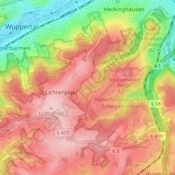 Topografische Karte Marpe, Höhe, Relief