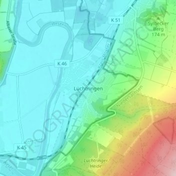 Topografische Karte Lüchtringen, Höhe, Relief