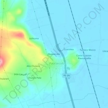 Topografische Karte Huasaccata, Höhe, Relief