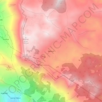 Topografische Karte Majstori, Höhe, Relief