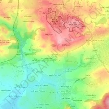 Topografische Karte Le Fossé, Höhe, Relief