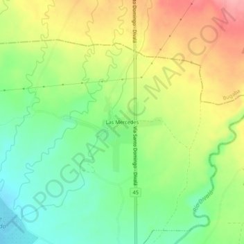 Topografische Karte Las Mercedes, Höhe, Relief
