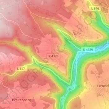 Topografische Karte Schmieh, Höhe, Relief