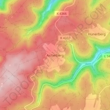 Topografische Karte Aichelberg, Höhe, Relief