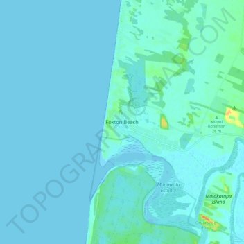 Topografische Karte Foxton Beach, Höhe, Relief