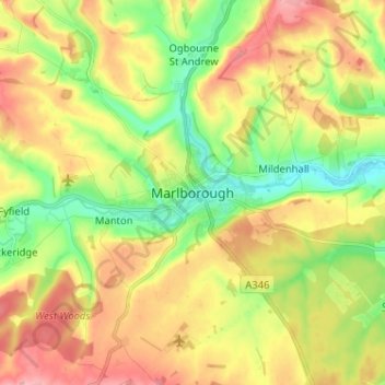 Topografische Karte Marlborough, Höhe, Relief
