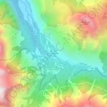 Topografische Karte Les Ougiers, Höhe, Relief