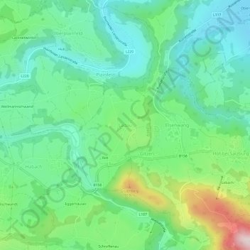 Topografische Karte Ladau, Höhe, Relief