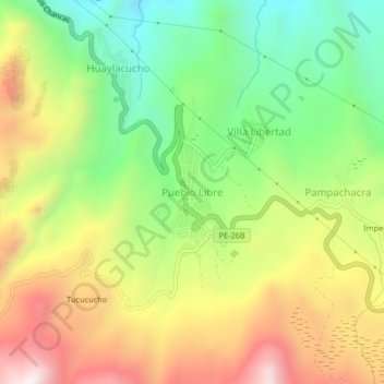 Topografische Karte Pueblo Libre, Höhe, Relief