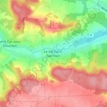 Topografische Karte Le Val-Saint-Germain, Höhe, Relief