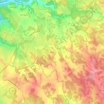 Topografische Karte Dordé, Höhe, Relief