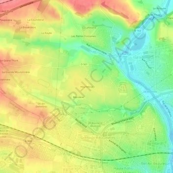 Topografische Karte Heurtebise, Höhe, Relief