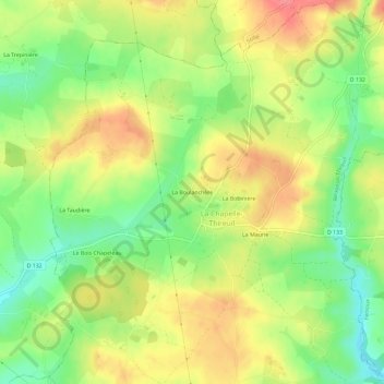 Topografische Karte La Boulanchère, Höhe, Relief