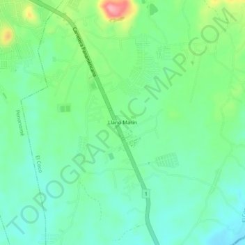 Topografische Karte Llano Marín, Höhe, Relief