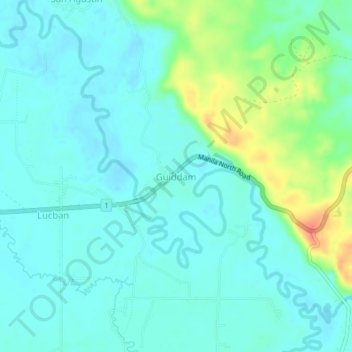 Topografische Karte Guiddam, Höhe, Relief