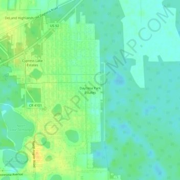 Topografische Karte Daytona Park Estates, Höhe, Relief
