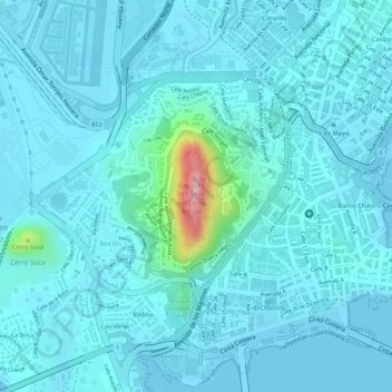 Topografische Karte Cerro Ancón, Höhe, Relief