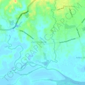 Topografische Karte Zambowood, Höhe, Relief